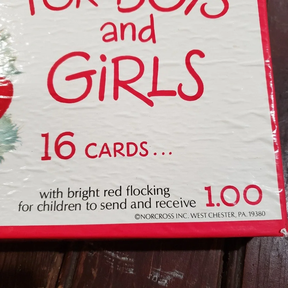 VTG Norcross Flocked Christmas‎ Greeting Cards in Original Box 16 Cards Unused